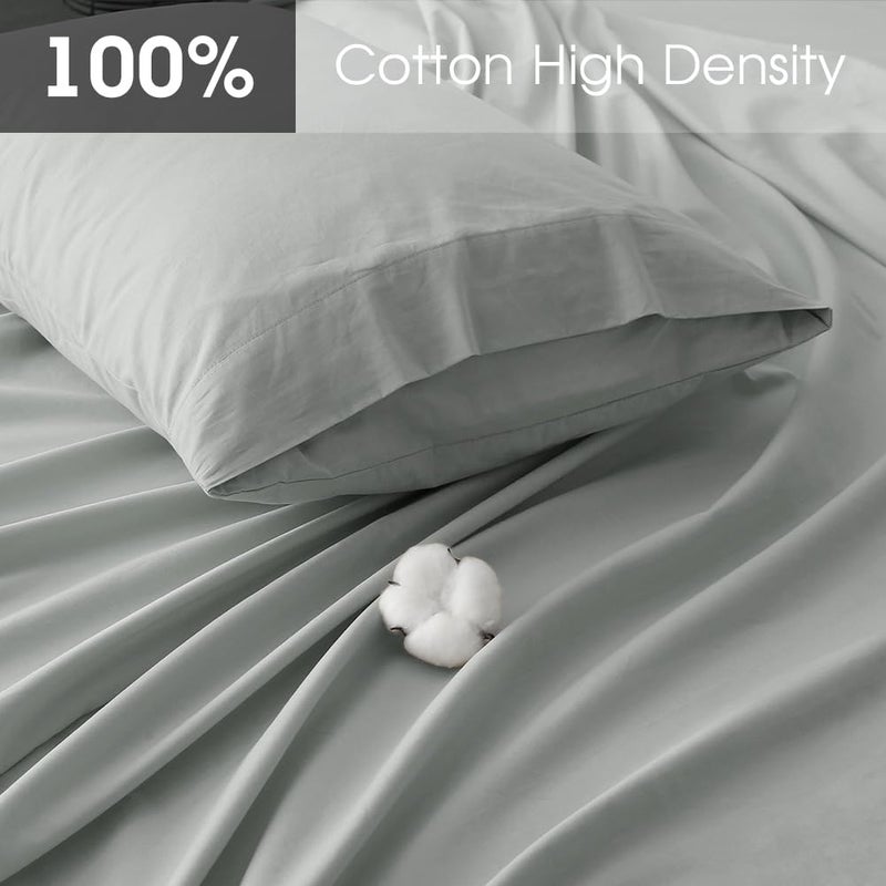 HYPREST Extra Deep Pocket Queen Sheet Sets Fits 18"-24" in Thick Mattress -100% Cotton Queen Sheet Set,Light Grey Sheets Soft Wrinkle Free Cooling Sheet Sets for Queen Bed Deep Pocket - Image 2